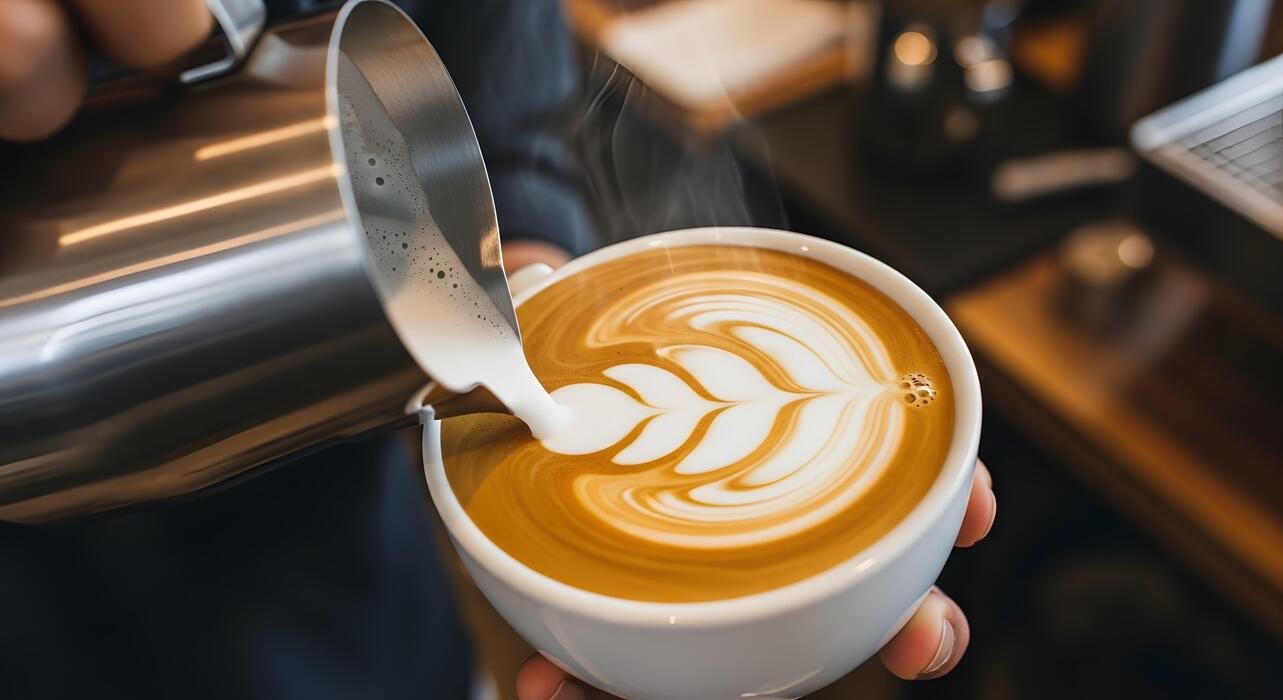 Barista creating beautiful latte art